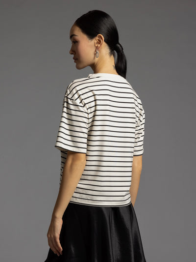 Mallory Black White Stripe Top