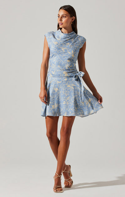 Tazia Blue White Floral Skirt