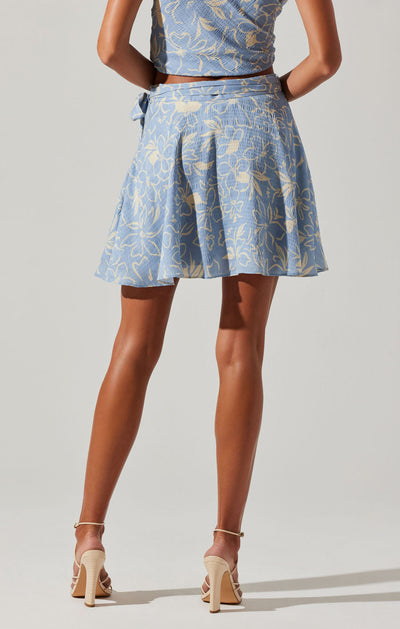 Tazia Blue White Floral Skirt