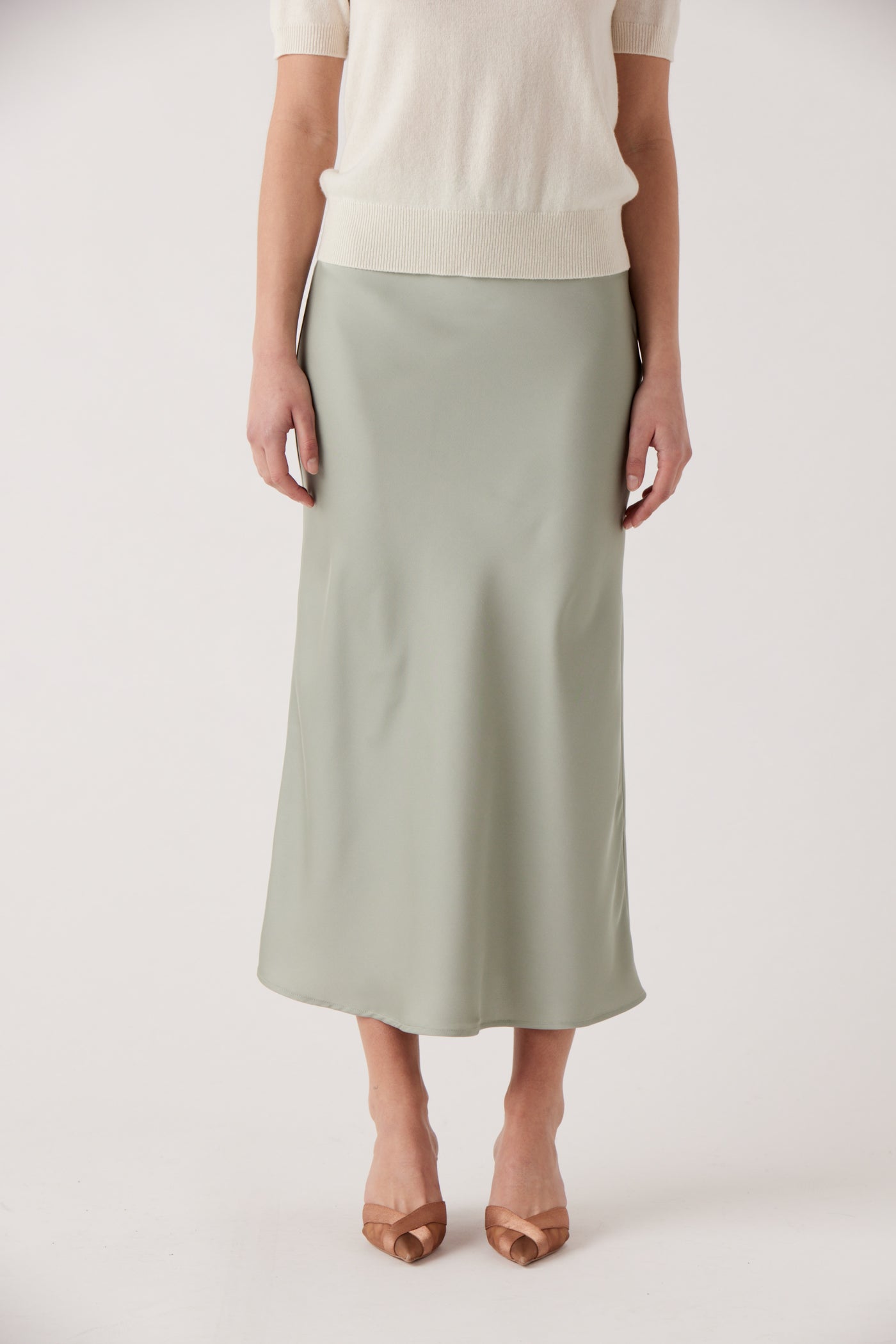 Ava Sage Satin Skirt