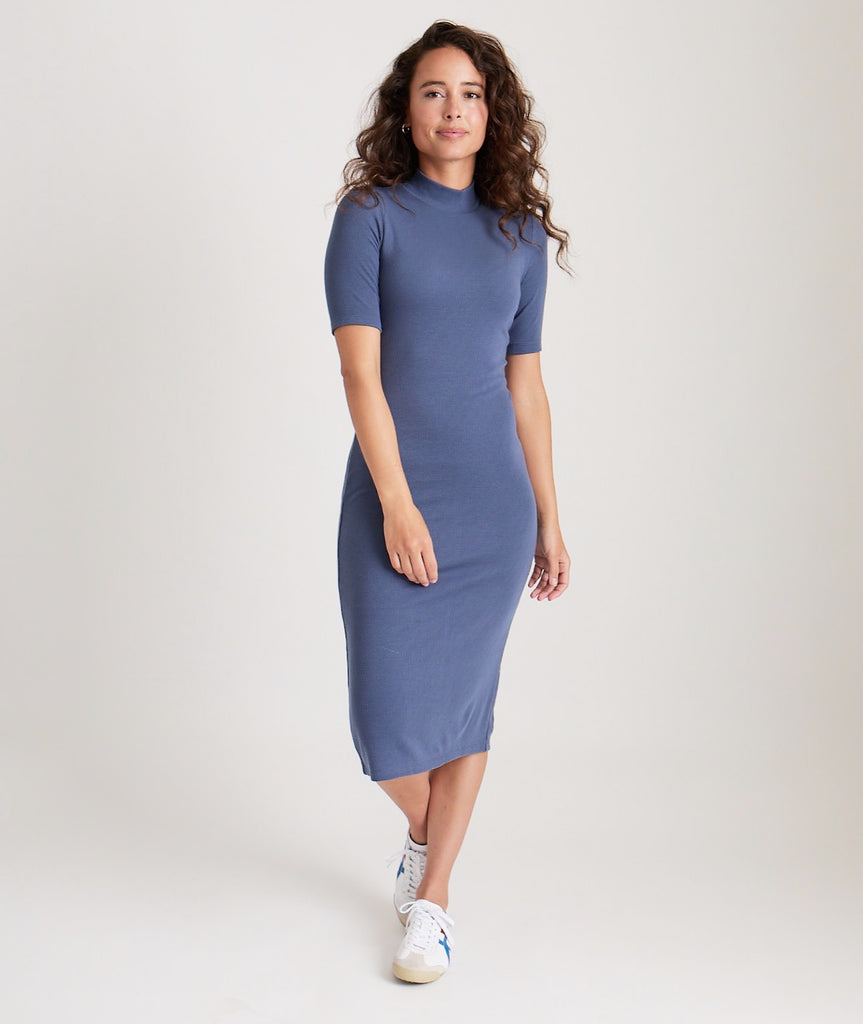Lexi Rib Mock Neck Midi Dress – Peachy Lady