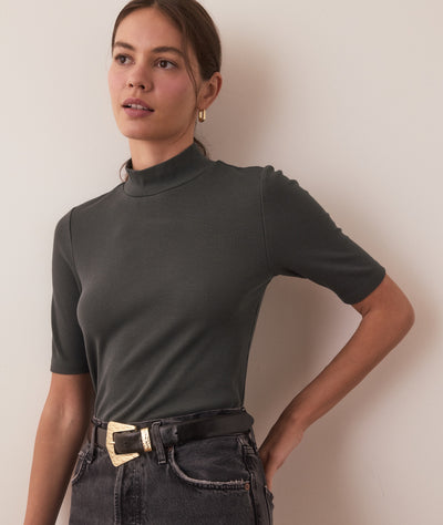 Green Gables Lexi Rib Mock Neck Top