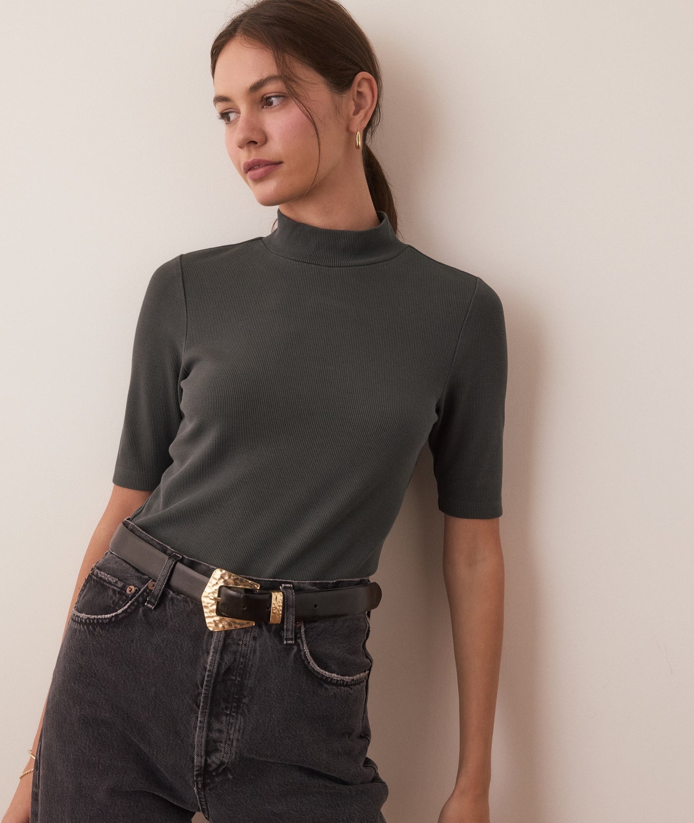 Green Gables Lexi Rib Mock Neck Top