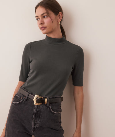 Green Gables Lexi Rib Mock Neck Top