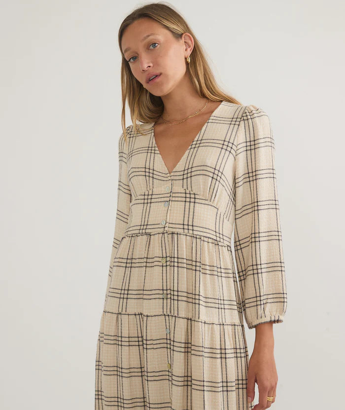 maeve maxi dress Lakeside Gingham Maxi Dress, Blue Print, Sleeveless, Asymmetrical Tier small