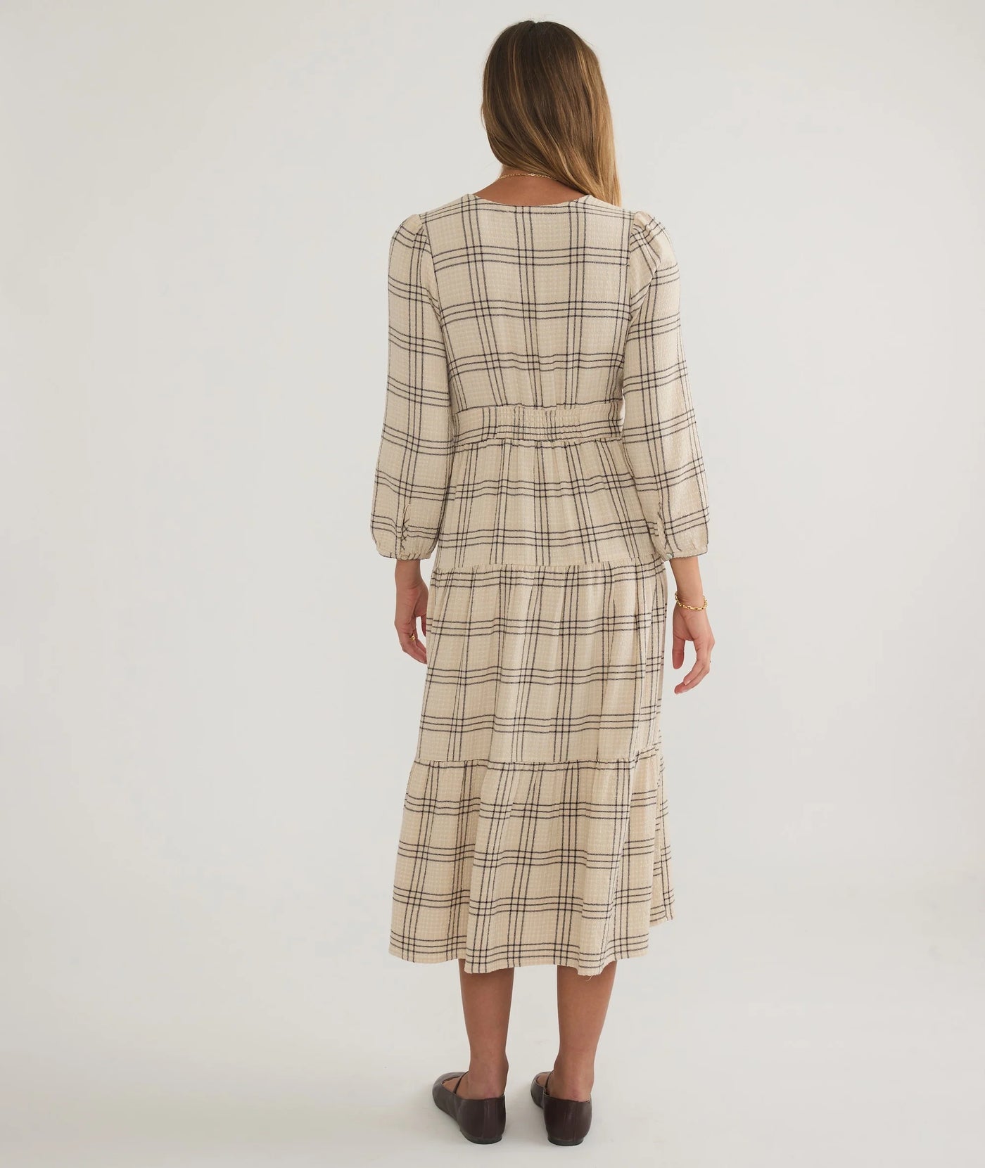 Maeve Maxi Dress -Cream Windowpane
