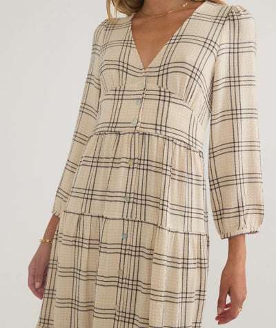 Maeve Maxi Dress -Cream Windowpane