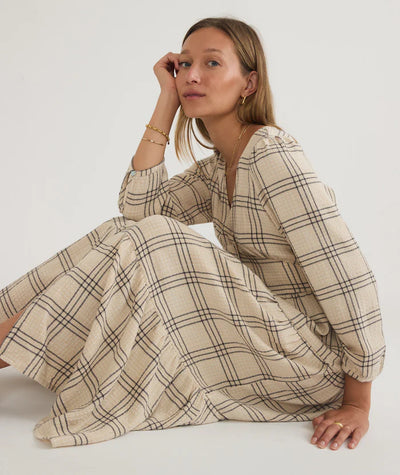 Maeve Maxi Dress -Cream Windowpane
