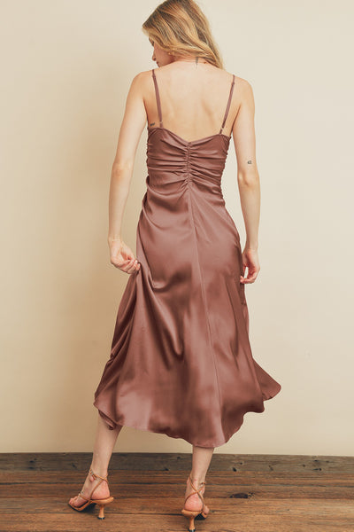 Adrian Satin Dark Mauve Dress