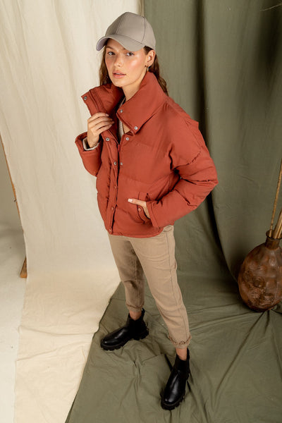 Vincent Brick Red Puffy Jacket