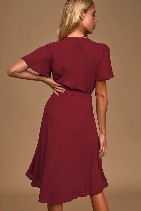 Hayes Flutter Sleeve Wrap Dress