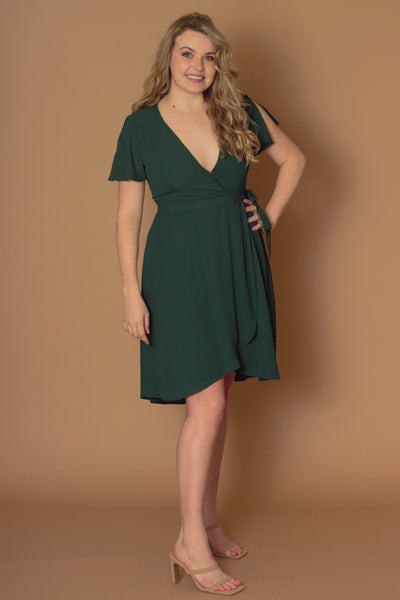 Hayes Flutter Sleeve Wrap Dress