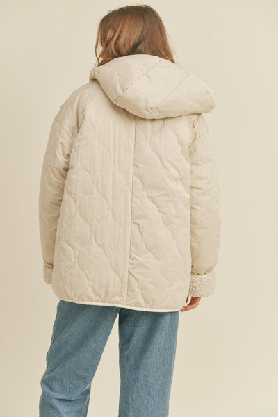 Reversible Beige Quilted Popcorn Jacket