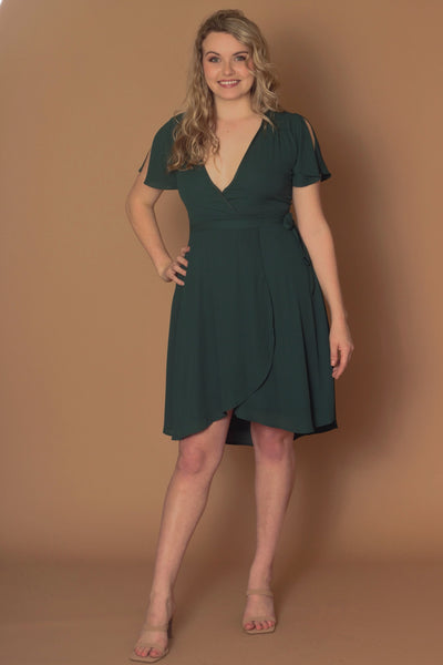 Hayes Flutter Sleeve Wrap Dress