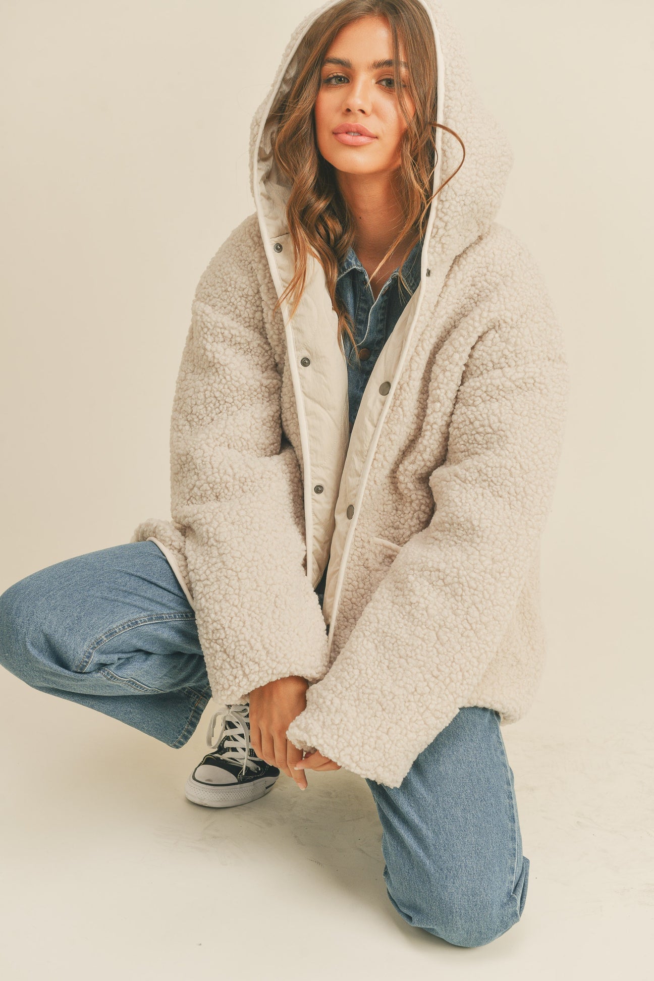 Reversible Beige Quilted Popcorn Jacket