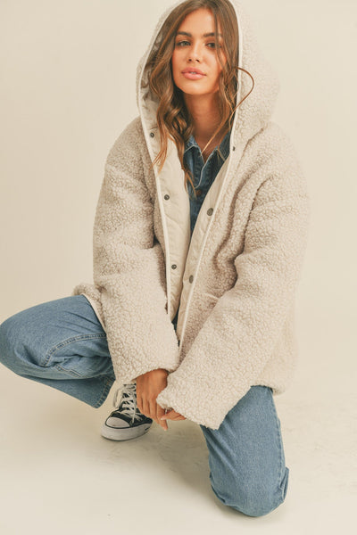 Reversible Beige Quilted Popcorn Jacket