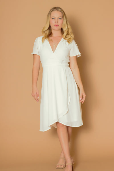 Hayes Flutter Sleeve Wrap Dress