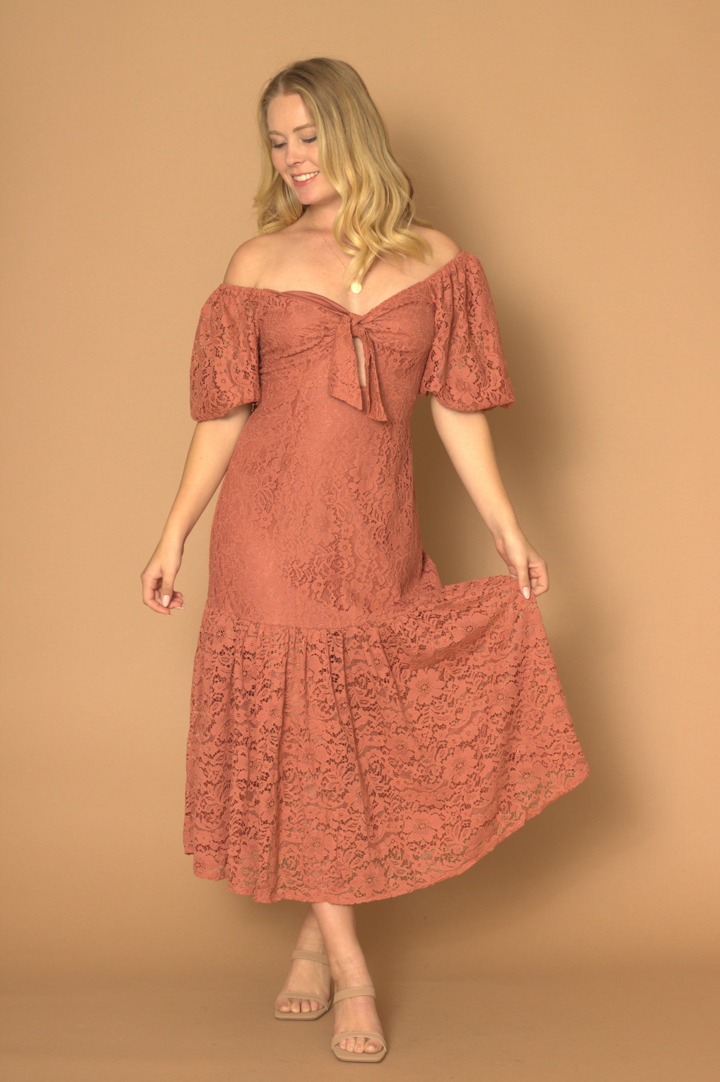 Kaitlin Coral Lace Dress