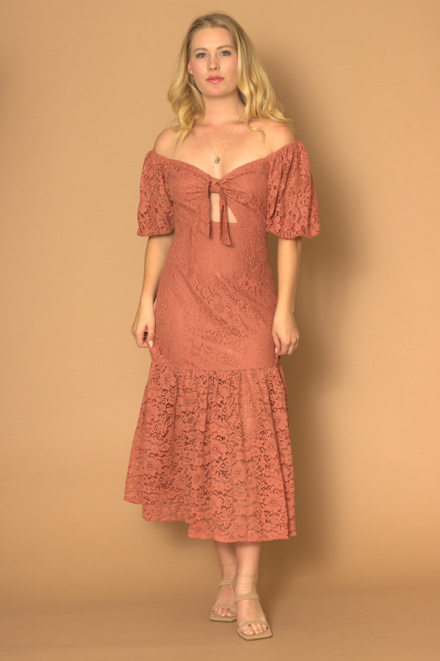 Kaitlin Coral Lace Dress