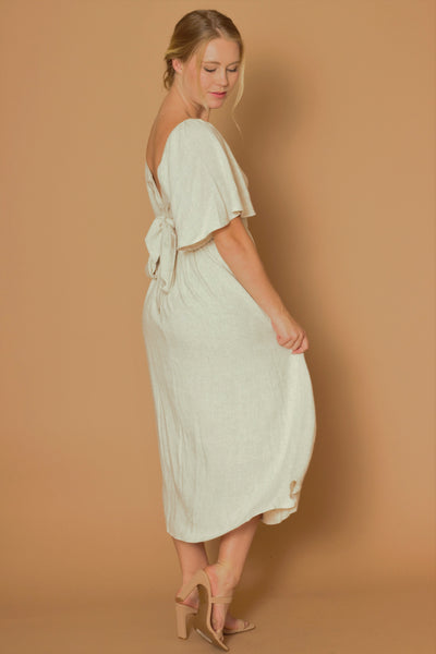 Yara Natural Beige Linen Dress