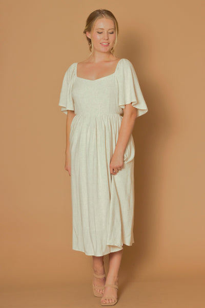 Yara Natural Beige Linen Dress