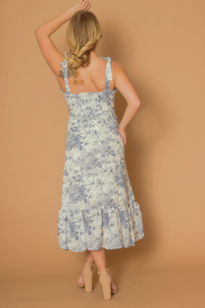 Nicola Blue Floral Ruffle Dress