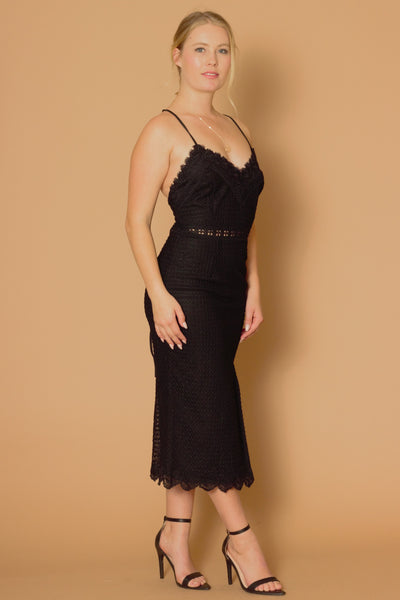Mallory Black Lace Midi Dress
