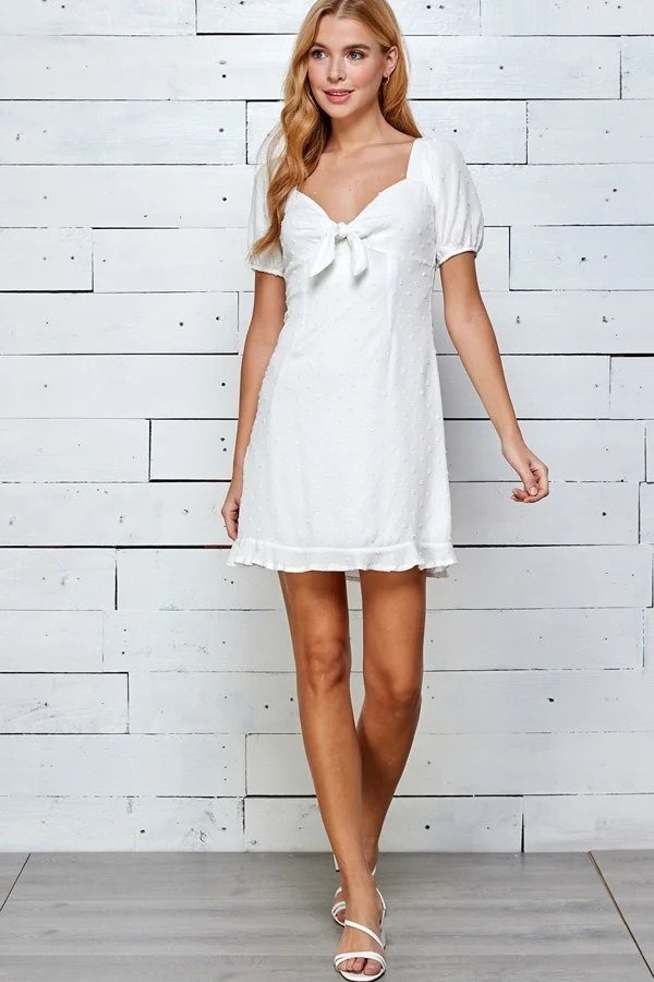 Leila White Tie Mini Dress