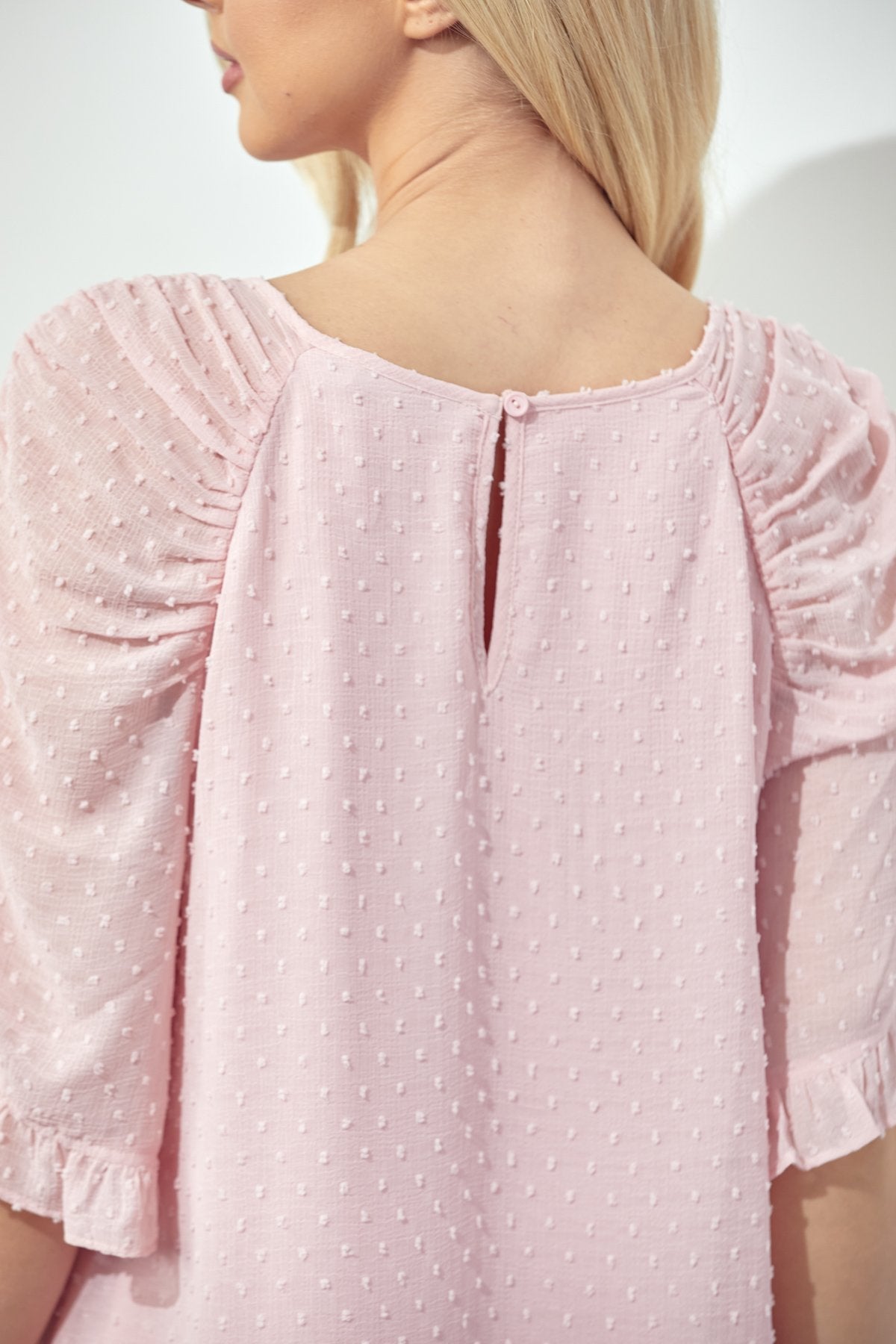 Butterfly Ruffle Sleeves Blouse - Blue, Pink, White