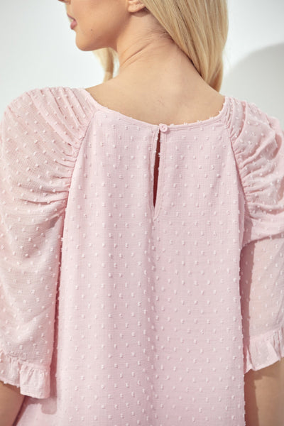 Butterfly Ruffle Sleeves Blouse - Blue, Pink, White