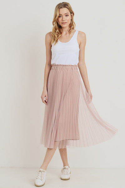 Yulia Pink Tulle Midi Skirt