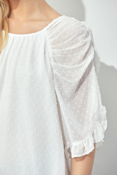 Butterfly Ruffle Sleeves Blouse - Blue, Pink, White
